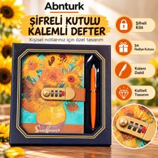 Abnturk Özel Kutulu Kalemli Şifreli Kilit Sistemli Hatıra Defteri Çiçek Desenli Günlük Özel Hediyelik Defter