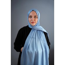 Kroren Kot Mavisi Çizgi Desenli Şal 2156