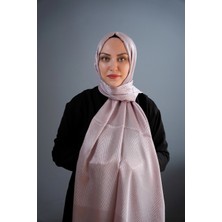 Kroren Sisli Pudra Çizgi Desenli Şal 2153