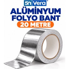 5N Vera Alüminyum Folyo Bant 20 Metre Isıya Dayanıklı Kendinden Yapışkanlı Soba Borusu Aspiratör ve Havalandırma Borusu Tamir Bandı