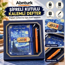 Abnturk Özel Kutulu Kalemli Şifreli Kilit Sistemli Hatıra Defteri Lacivert Renk Şık Tasarımlı Günlük Özel Hediyelik Defter