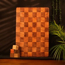 Carlo Pablo %100 Doğal El Yapımı End Grain Kesme Tahtası Premium Bubinga ve Pachyloba, Antibakteriyel Çizilmez Yüzey, Su Geçirmez (Türkiye'de Üretilmiştir)