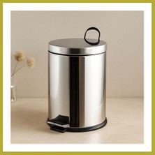 Bezos Pedallı Çöp Kovası 12L (Krom Metal) - 24.5 x 35.5 cm Bcks