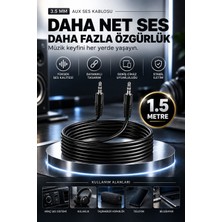 3.5mm Aux Ses Kablosu 1+1 Erkek Stereo Ses Aktarım Kablosu 1.5 Metre – Telefon, Bilgisayar, Hoparlör ve Araç Ses Sistemi Için