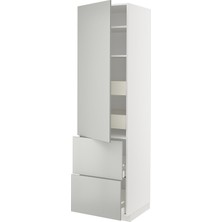 IKEA Açık Gri Mutfak Boy Dolabı 60X60X220 Cm, Tek Kapaklı, 2 Çekmeceli, 2 Iç Çekmeceli, Raflı
