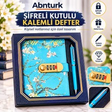Abnturk Özel Kutulu Kalemli Şifreli Kilit Sistemli Hatıra Defteri Mavi Renk Şık Tasarımlı Günlük Özel Hediyelik Defter
