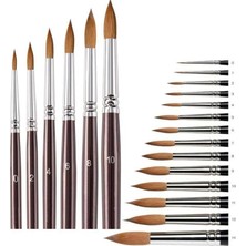 Tr Resim Fırçası 0-2 - 4-6 - 8-10 - 12 Numara 1 Paket 7 Li Samur Yuvarlak Uçlu Fırça Seti Guaj