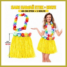 Bezos Hawaii Luau Aloha Sarı Püsküllü 40 cm Etek ve Hawaii Kolye Bcks
