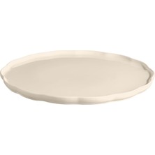 MUJGAN Emile Henry Madeleine Yuvarlak Servis Tabağı 31 cm Ekru/clay