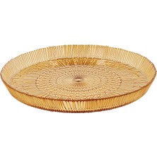 MUJGAN Bıtz Bıtz Kusintha Servis Tabağı Yuvarlak Amber 3 cm - Çap:30 cm