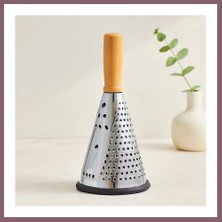 Bezos 8" Ahşap & Bambu Saplı Çelik Rende (Silikon Taban, 3 Bölümlü) Bzss