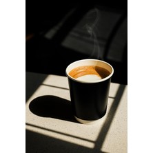 MUJGAN 14 Oz Double Wall Siyah Görünüm Karton Bardak + Siyah Kapaklı 25'li