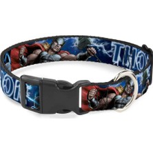 MUJGAN Marvel Comics Evcil Hayvan Yaka, Köpek Tasması Plastik Toka, Avengers Thor Hammer Aksiyon Poz Galaxy Blues Beyaz, 50 Ila 70 cm Genişlik