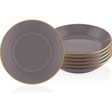 MUJGAN Basic Yemek Tabağı 6 Lı Set Gri - 20CM