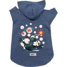 MUJGAN Kapişonlu Polar Sweatshirt Köpek ve Kedi Kıyafeti & Elbisesi - Lacivert Boomb Xs Beden
