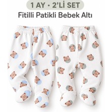 Nayinom Ayıcık Desenli Ikili Fitilli Patikli Bebek Altı Seti 1 Ay