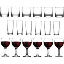 MUJGAN Paşabahçe 18 Parça Istanbul Viski Rakı ve Şarap Bardağı Seti
