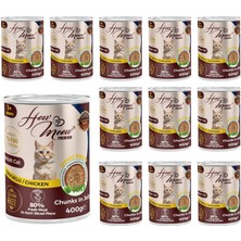 MUJGAN How Meow Yetişkin Kedi Tavuklu ve Jöleli Konserve Mama 400 gr x 12 Adet