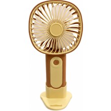 MUJGAN Mini El Fanı USB Şarjlı Type-C Bağlantılı 3 Kademeli Taşınabilir Elektrikli Fan Masaüstü ve El Tipi Kullanım Kahverengi Renk Serinletici Fan