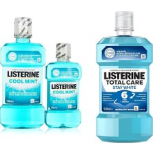 MUJGAN Lısterıne Coolmint Ağız Bakım Suyu 500 ml 250 ml ve Listerine Total Care Stay White Günlük Ağız Bakım Suyu 500 ml