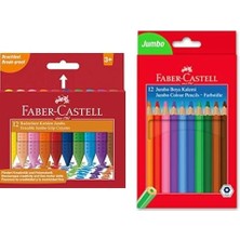 MUJGAN Faber-Castell Çocuk Boyama Seti (Jumbo Mum Boya ve Boya Kalemi, 12'li)