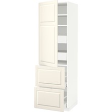 IKEA Kırık Beyaz Mutfak Boy Dolabı 60X60X200 Cm, Tek Kapaklı, 2 Çekmeceli, 2 Iç Çekmeceli, Raflı