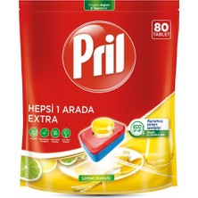 MUJGAN Pril Hepsi Bir Arada Extra Tablet Bulaşık Deterjanı 80 Yıkama, 80 Tablet