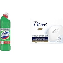 MUJGAN Domestos Yoğun Kıvamlı Çamaşır Suyu Maksimum Hijyen Dağ Esintisi, 750 Ml(6) Dove Beauty Cream Bar Katı Güzellik Sabunu Original Nemledirici Etkili, 90 G(1)