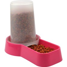 MUJGAN Miapet Hazneli Plastik Kedi-Köpek Mama ve Su Kabı 1,5 Lt Kare Fuşya
