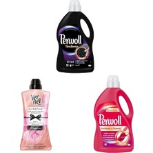 MUJGAN Perwoll Hassas Bakim Sivi Çamasir Deterjani 3l Siyah +3l Renkli +Vernel Supreme Romance 1.2 L
