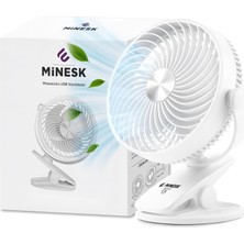 MUJGAN Minesk Mini Vantilatör - Masaüstü USB Fan - Klipsli Sabitleme - 360° Ayarlanabilir - Ultra Güçlü Hava Akımı ile Süper Serinlik Hissi - Portatif, Taşınabilir, Minimalist Tasarım (Beyaz)