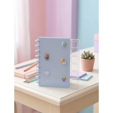 Latte A5 Charmlı Delikli Defter Pin It Dıy Halka Ciltli Çizgili Pastel Mavi