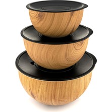 MUJGAN Bambum Rose Wood - 3''lü Metal Karıştırma Kabı Kahverengi