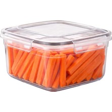 MUJGAN Şeffaf Kare Şekilli Iç Içe Geçebilen Saklama Kabı Seti Contalı Kapak Sızdırmaz Hava Geçirmez Kapaklı Gıda Saklama Takımı Erzak Meyve Bakliyat Kapları (1,5 Litre)