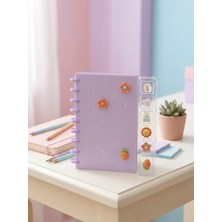 Latte A5 Charmlı Delikli Defter Pin It Dıy Halka Ciltli Çizgili Pastel Lila