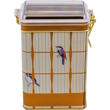 MUJGAN EVLE-ER043-T7 Bird Cage Desenli Dikdörtgen Metal Saklama Kabı 8X10 cm (Bird Cage)