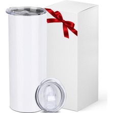 MUJGAN 1 Paket Süblimasyon Bardakları 20OZ Sıska Paslanmaz Çelik Çift Duvar Yalıtımlı Düz Bardak Kapaklı ve Pipetli Toplu Bardak, Shrink Wrap, Kauçuk Taban, Shrink Wrap, Isı Transferi Için Ayrı Kutulu