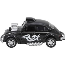 MUJGAN Birlik Metal Işıklı Motorlu Çekbırak Araba Vw Tosbağa 1:36 - FY6757-12D Siyah