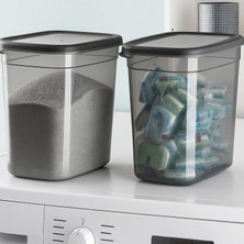 MUJGAN 2000 ml Deterjan Kabı Tablet + Deterjan Saklama Kabı 2'li Set Antrasit