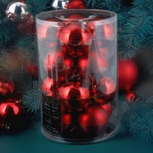 MUJGAN Koopman New Year 16 Parça Yılbaşı Topu Red 80 mm