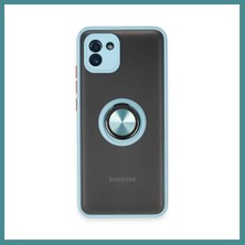Bezos Samsung Galaxy A03 Uyumlu Kılıf Montreal Yüzüklü Silikon Kapak - Buz Mavi Mac
