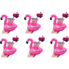 MUJGAN Netavantaj Flamingo Şişme Havuz Deniz Bardak Tutucu Float Bar 6 Adet
