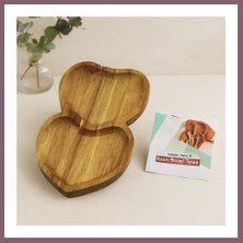 Bezos Akasya Kalpli 2 Bölmeli Ahşap Servis Tepsisi 25X14X1.4 cm Bzss