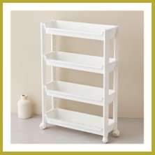 Bezos 4 Katlı Tekerlekli Sepet Organizer Raf 465X145X670MM Bcks