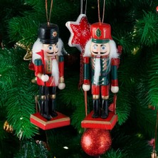 MUJGAN 2 Askılı Ahşap Noel Ekran 12CM Noel Dekorasyonları Addobbı