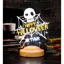 MUJGAN Cadılar Bayramı Halloween Hediyesi, Happy Halloween Kuru Kafa ve Ağlar LED Lamba