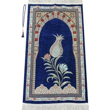 MUJGAN Ihvan Online Osmanlı Kemer Mihraplı Lale Motifli Şönil Seccade Lacivert
