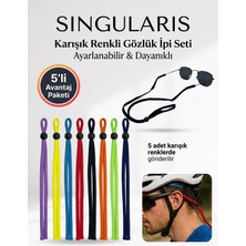 Singularis Karışık Renkli Ayarlanabilir Spor Gözlük ve Sporcu Ipi - Konforlu Kumaş Kordon Çok Renkli