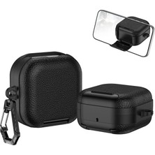 MUJGAN Rongep [leather-Texture] Samsung Galaxy Buds4 Pro/buds 4 Için Kılıf [fonksiyonel Stant/güvenlik Kilidi Tasarımlı] Galaxy Buds4 Kulaklık Kılıfı Deri Görünümlü Samsung Buds 4 Pro Kılıf (Siyah)