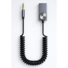 MUJGAN Busstier Aux Bluetooth 5.0 Alıcı Adaptör Mikrofonlu USB Beslemeli Araç ve Ev Tipi Ses Sistemlerine Uyumlu Spiral Kablo Aux To Bluetooth Çevirici